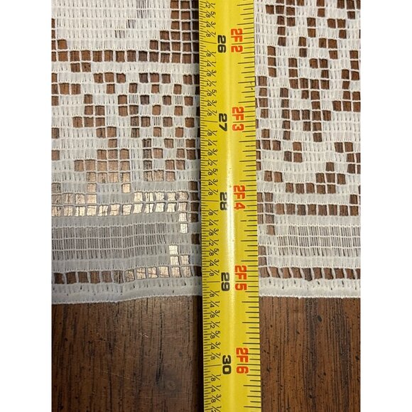 Vintage Crochet Lace Panel With Woman At Spinning Wheel Design 19 1/2" x 29" - Picture 3 of 3